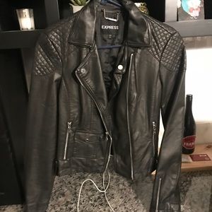 Express black quilted faux leather jacket